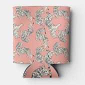 Witte tijgers: roze exotisch patroon blikjeskoeler (Voorkant)