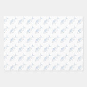 Witte tonijn in pastelblauw op wit in groot inpakpapier vel (Voorkant)