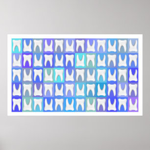 Witte Tooth Blue Square Pattern Dentist Poster