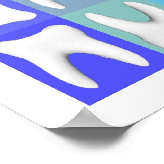 Witte Tooth Blue Square Pattern Dentist Poster (Hoek)