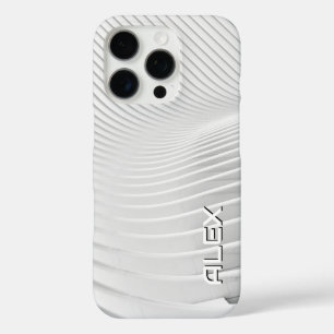 Witte topografische golfpatroon - minimalistisch iPhone 16 pro hoesje