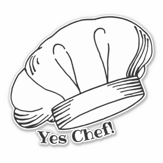 Witte Toque Blanche Chefs Pet Ja Chef Quote Sticker (Voorkant)