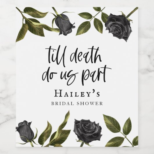 Witte Tot de Dood Ons Scheidt Roos Bruiloft Wijn Etiket (Enkel label)