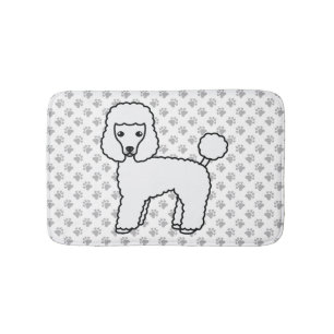 Witte Toy Poodle Schattige Cartoon Hond Badmat