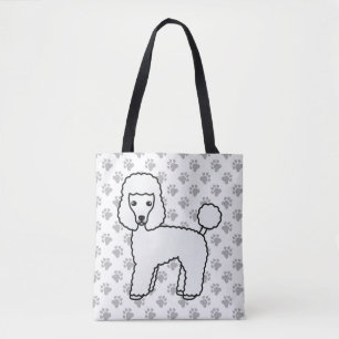 Witte Toy Poodle Schattige Cartoon Hond Draagtas
