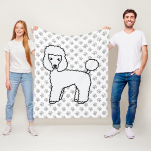 Witte Toy Poodle Schattige Cartoon Hond Fleece Deken