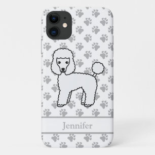 Witte Toy Poodle Schattige Cartoon Hond & Naam iPhone 11 Hoesje