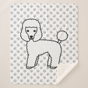 Witte Toy Poodle Schattige Cartoon Hond Sherpa Deken