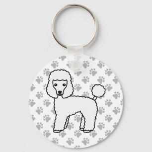 Witte Toy Poodle Schattige Cartoon Hond Sleutelhanger