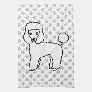 Witte Toy Poodle Schattige Cartoon Hond Theedoek