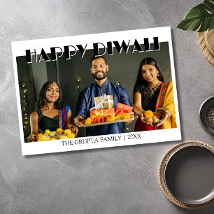Witte traditionele foto gelukkige Diwali-groet Feestdagenkaart
