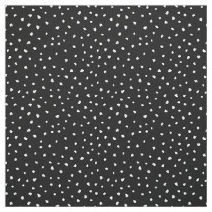 Witte Trendy Abstracte Stippen op Chic Black Stof