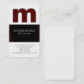 Witte trendy moderne donkerrode monogram visitekaartje (Voorkant / Achterkant)