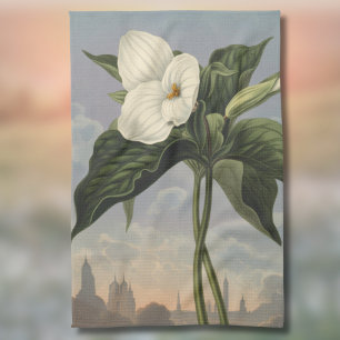 Witte Trillium Bloem in stijl van Temple of Flora Theedoek