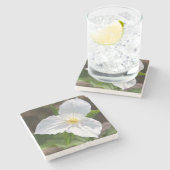 Witte trillium stenen onderzetter (Zijkant)