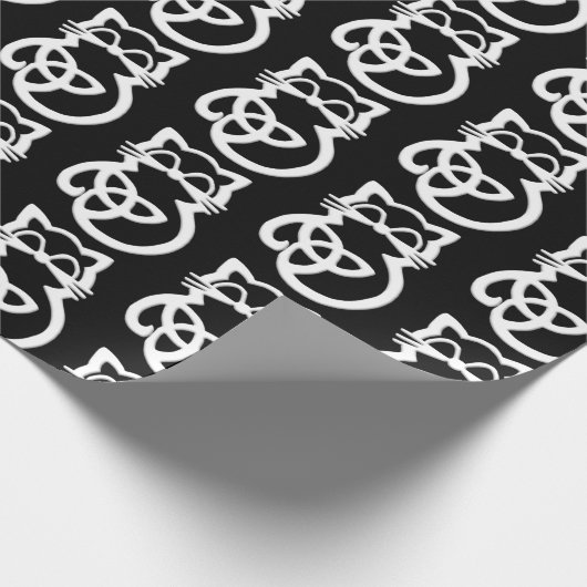 Witte Trinity knoop Keltische kat inpakpapier (Hoek)