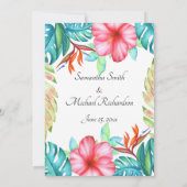 Witte tropische bloemen Foto Save The Date (Achterkant)