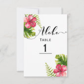 Witte Tropische Hibiscus Chic Trouwtafel Nummer Kaart (Voorkant)
