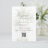 Witte Tropische Moderne Huwelijk QR Code RSVP (Staand voorkant)