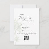 Witte Tropische Moderne Huwelijk QR Code RSVP II Kaartje (Voorkant)