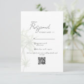 Witte Tropische Moderne Huwelijk QR Code RSVP II Kaartje (Staand voorkant)