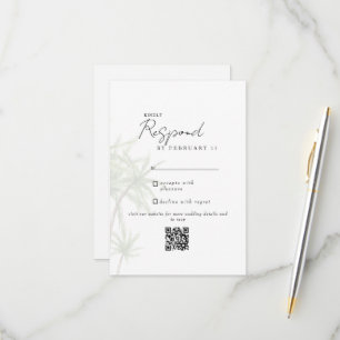 Witte Tropische Moderne Huwelijk QR Code RSVP II Kaartje
