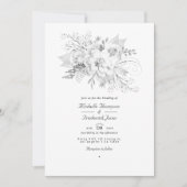 Witte trouw bloemencode QR Code RSVP Kaart (Voorkant)