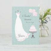 Witte trouwjurk, taart op een Vrijgezellenfeest Kaart (Staand voorkant)