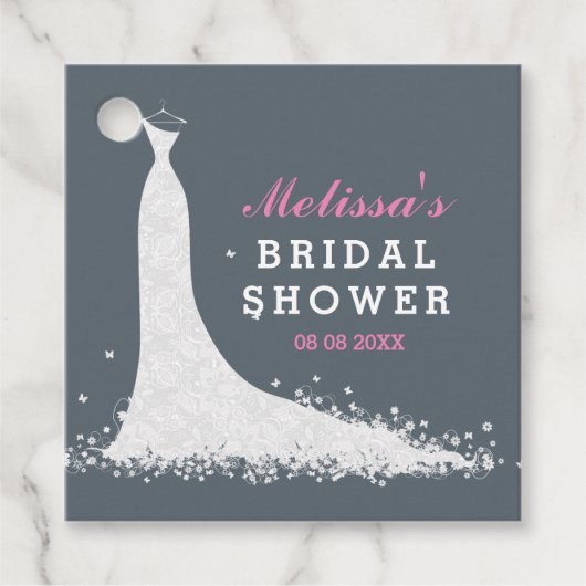 Witte trouwjurk Vrijgezellenfeesten sjabloon Bedankjes Labels (Voorkant)