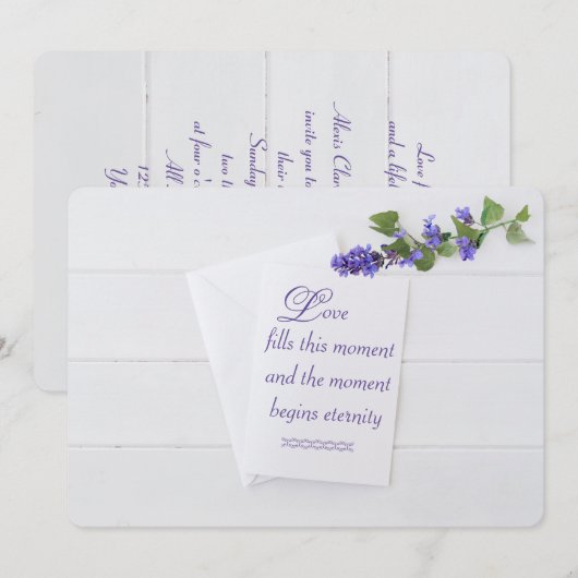 witte trouwkaart op hout kaart (Voorkant / Achterkant)