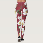 Witte Tuinbloemen:  streep Leggings (Achterkant)