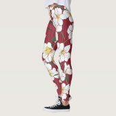 Witte Tuinbloemen:  streep Leggings (Links)