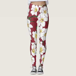 Witte Tuinbloemen:  streep Leggings