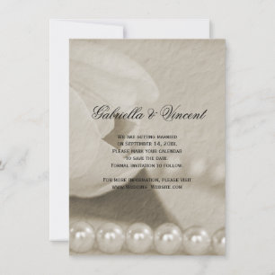 Witte Tulp Bloem en Parels Bewaar de Datum Save The Date