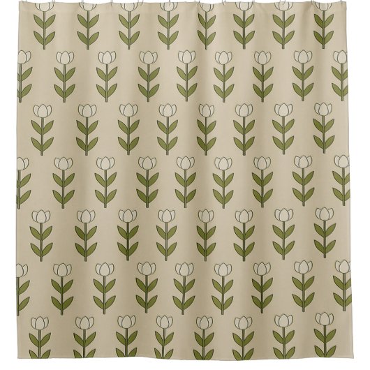Witte Tulp Gordijn voor de Douche (Voorkant)