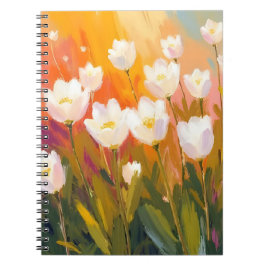 Witte Tulp Waterverf Bloemenveld Schilderij Notitieboek