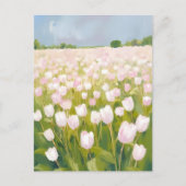 Witte Tulpen Bloem Veld Schilderen Briefkaart (Voorkant)