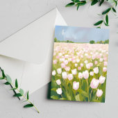 Witte Tulpen Bloem Veld Schilderen Briefkaart