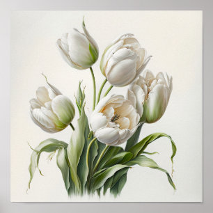 Witte Tulpen Bloemenkunst Print Poster