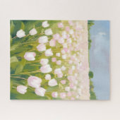 Witte tulpen bloemenveld schilderij legpuzzel (Horizontaal)