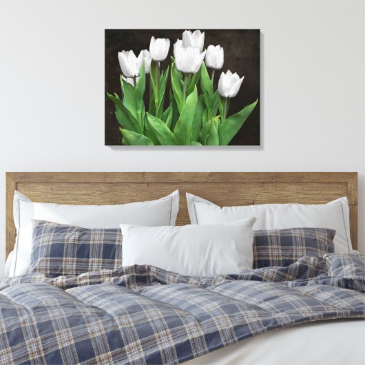 Witte tulpen canvas afdruk (Insitu (Slaapkamer))