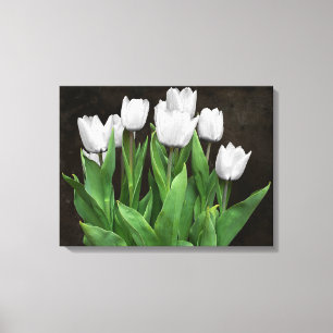 Witte tulpen canvas afdruk