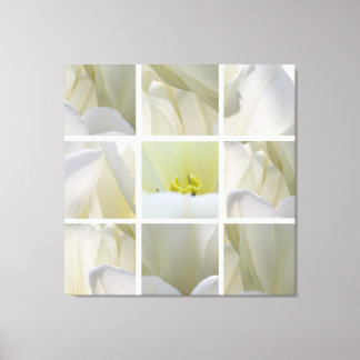 Witte tulpen in het kwadraat - Kunst op canvas Afdruk