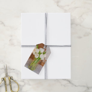 Witte Tulpen in Mason Jar Wedding Favor Label Cadeaulabel