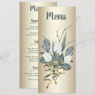 Witte tulpen met gouden bruiloft receptie menu