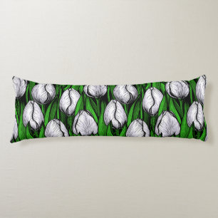 Witte tulpen met groene bladeren lichaamskussen