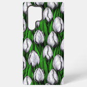 Witte tulpen met groene bladeren samsung galaxy hoesje (Achterkant)
