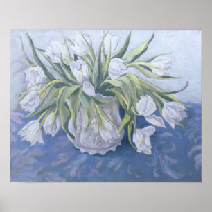 Witte tulpen poster