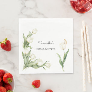 Witte Tulpen Vlinder Bruiloft Feest Servet