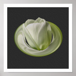 Witte Tulpenbloemblaadjes Floral Art Poster